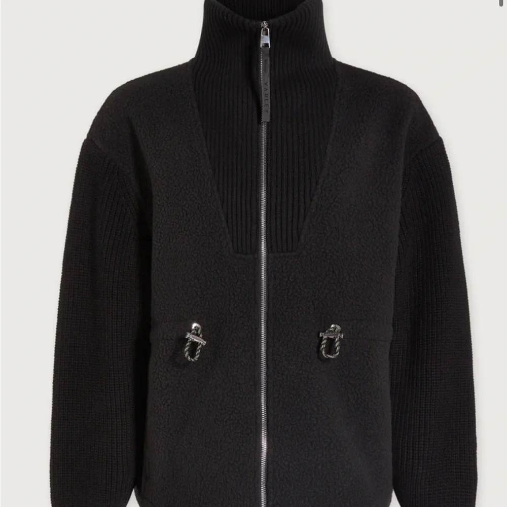 NWT new Anthropologie Varley Renea Fleece long Jacket in Black M super soft - Picture 4 of 8